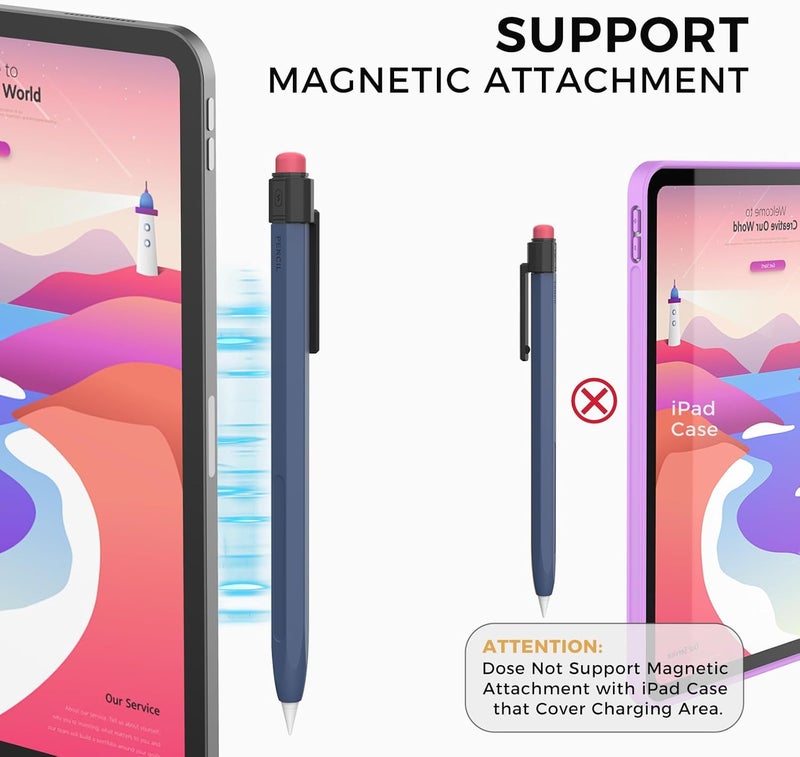 TRONWIN Apple Pencil 2nd Generation Case - Silicone Cover with Sturdy Clip - Compatible with Apple Pencil 2 for iPad Pro (Midnight Blue) - Image 3
